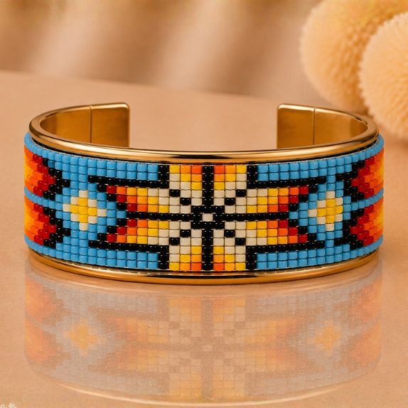 Sunburst Sky Pure Copper Beaded Cuff