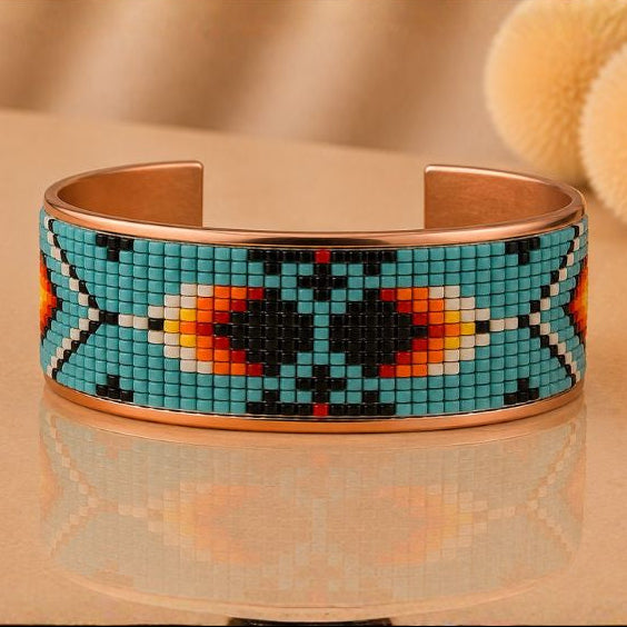 Turquoise Spirit Pure Copper Beaded Cuff