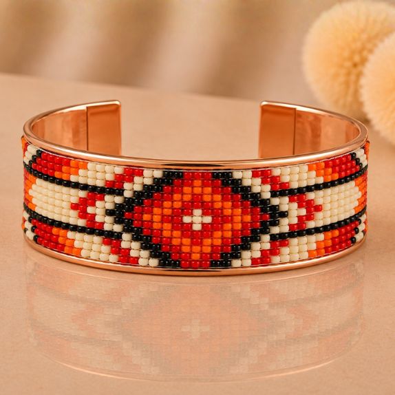 Ember Sky Pure Copper Beaded Cuff