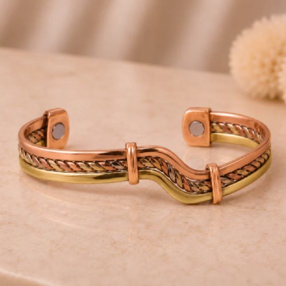 Vintage Magnetic Tri-Tone Copper Cuff