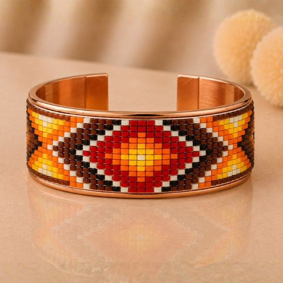 Sunset Spirit Pure Copper Beaded Cuff