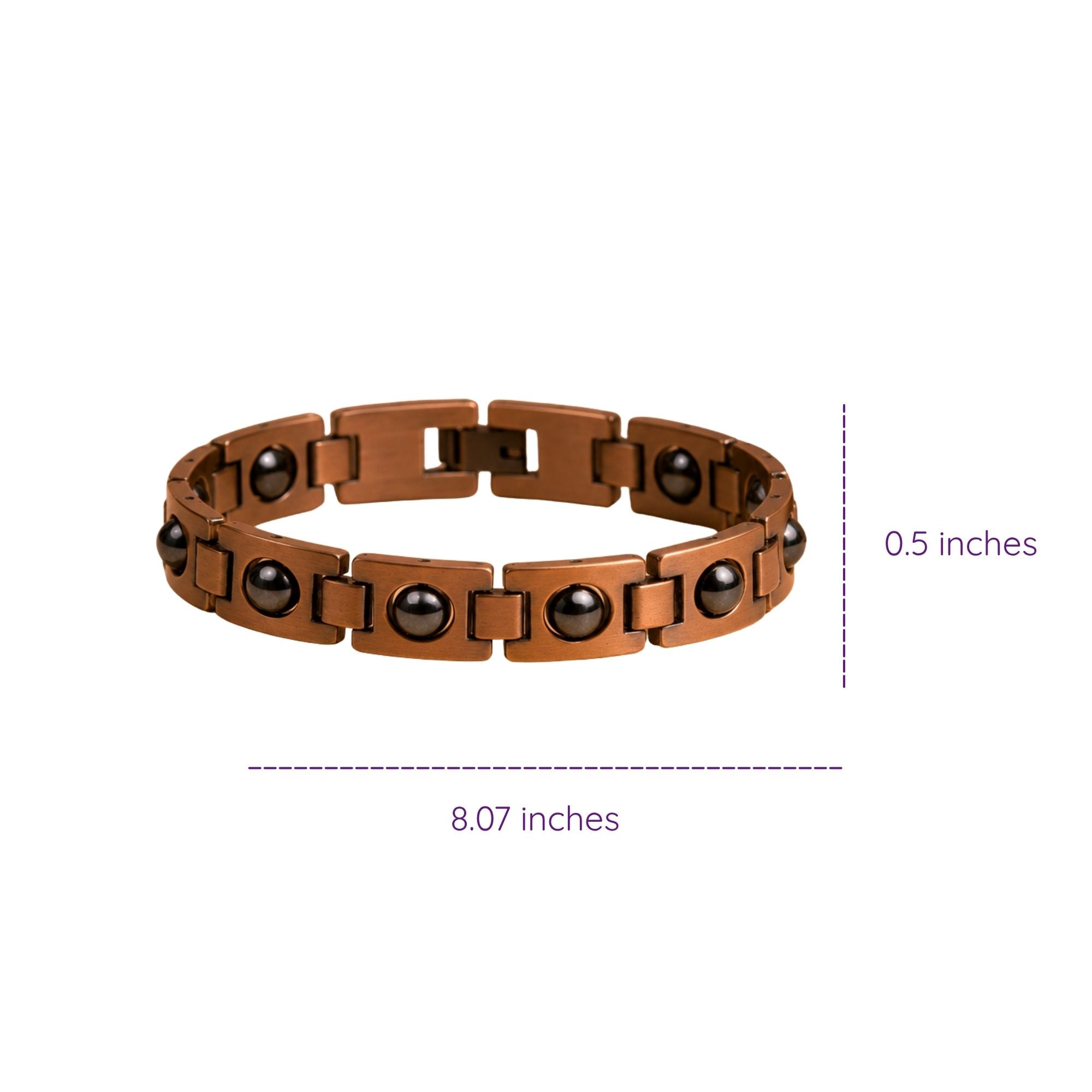 Copper Black Stone Link Bracelet