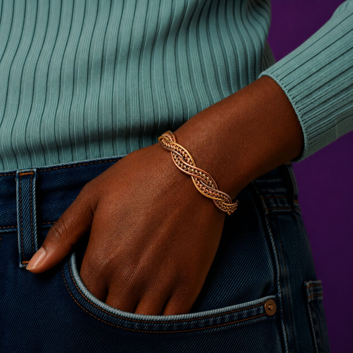 Infinity Magnetic Tri-Tone Copper Cuff