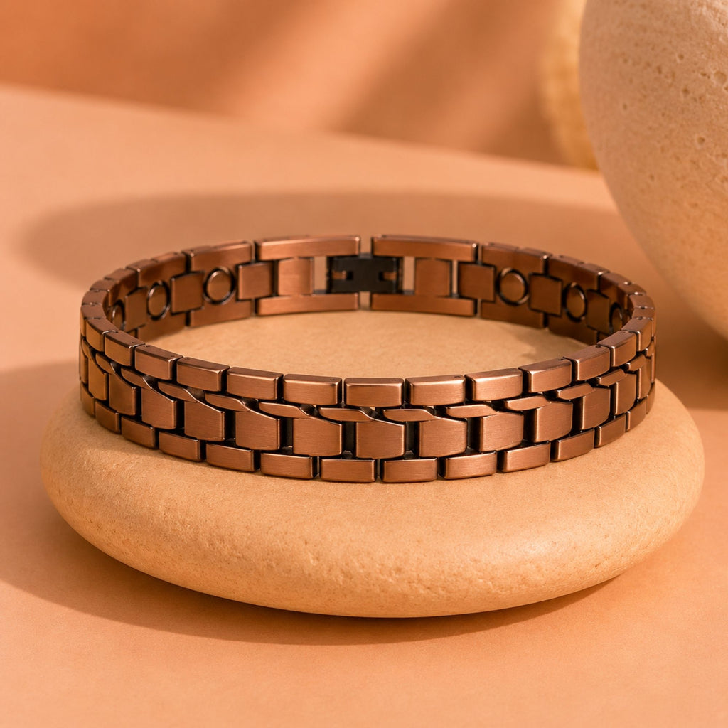 Magnetic Copper Tone Chevron Link Bracelet