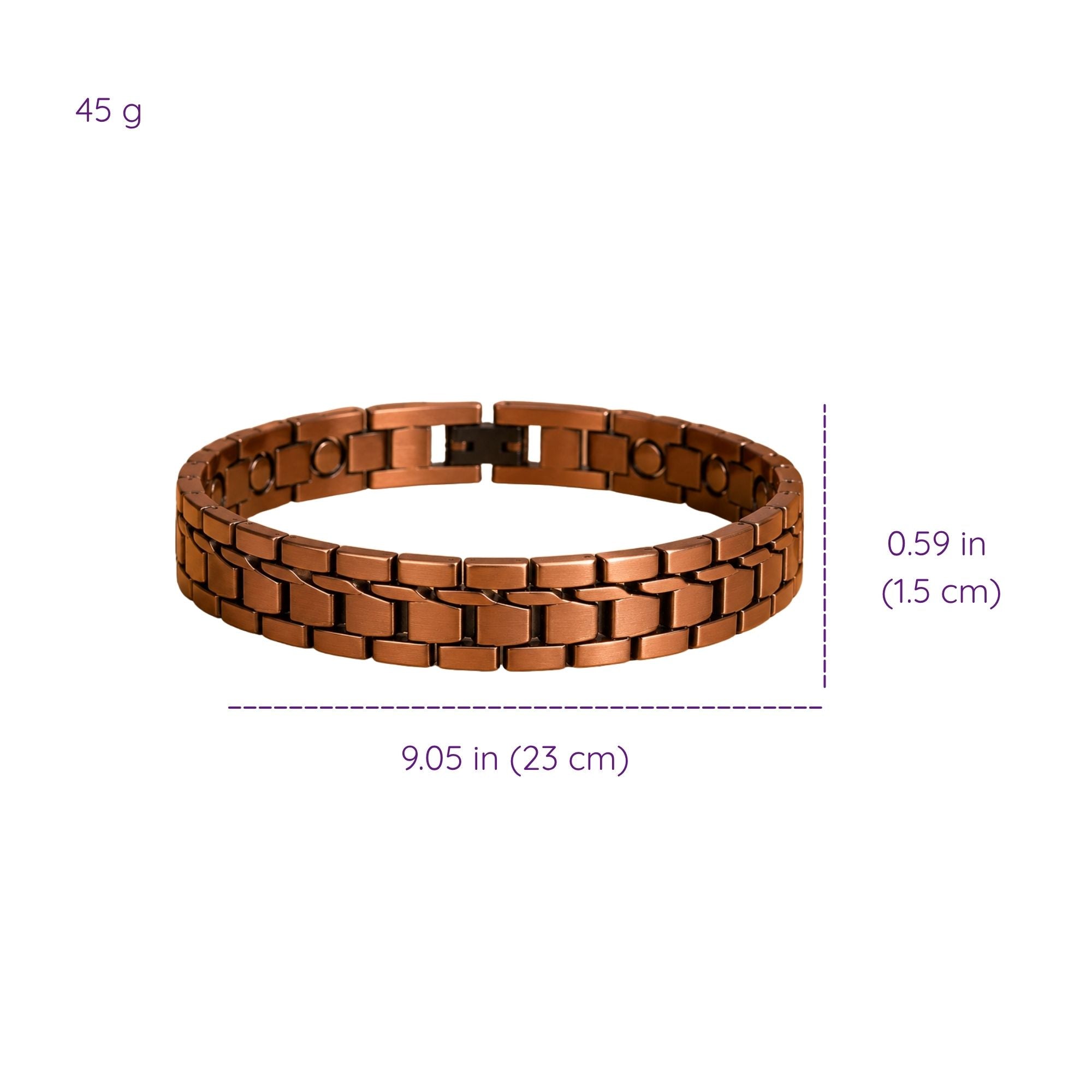 Magnetic Copper Tone Chevron Link Bracelet
