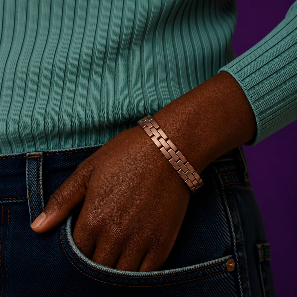 Magnetic Copper Tone K Brick Link Bracelet