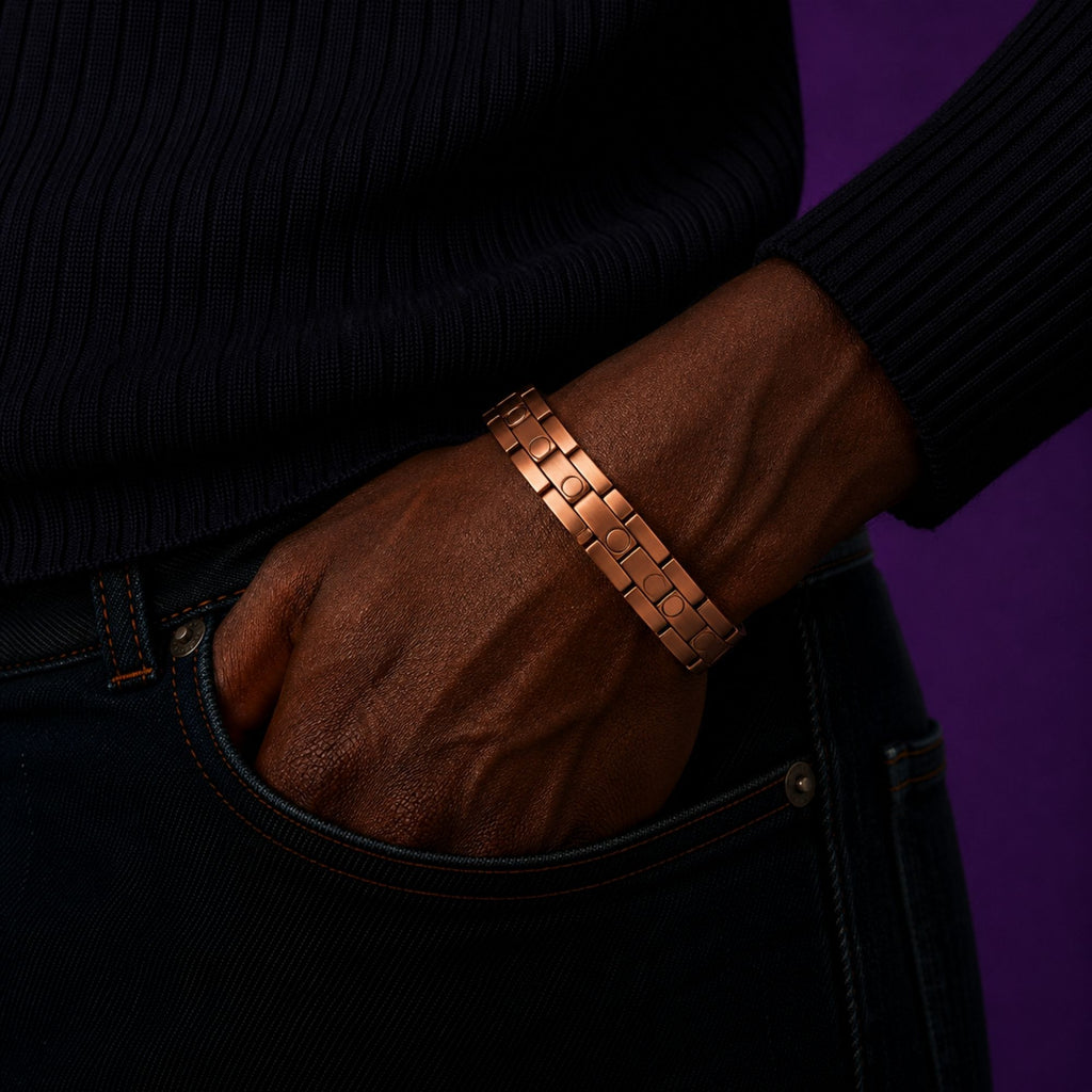 Magnetic Copper Tone K Brick Link Bracelet