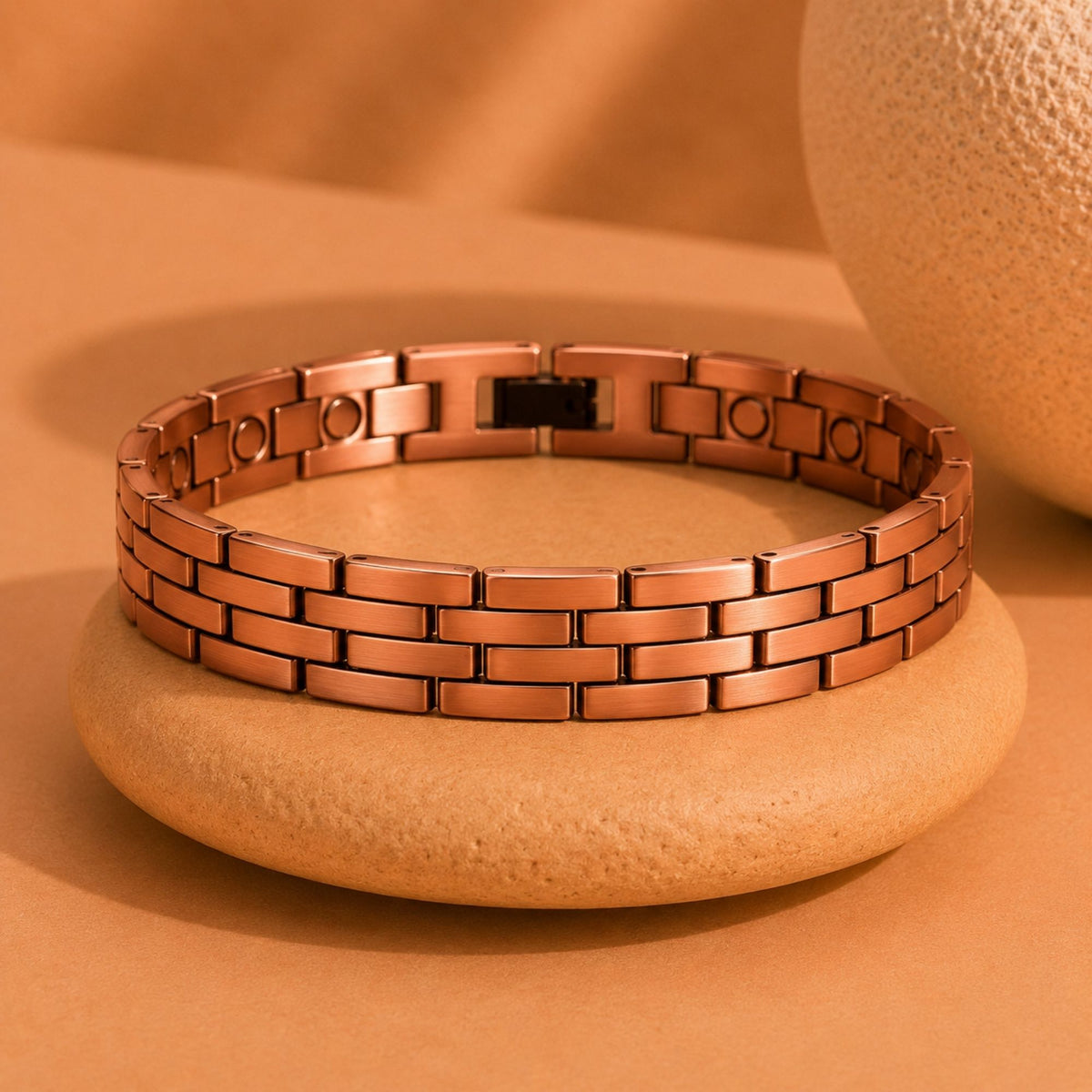 Magnetic Copper Tone K Brick Link Bracelet