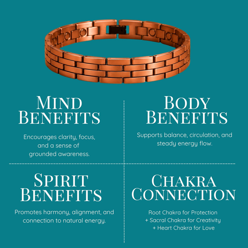 Magnetic Copper Tone K Brick Link Bracelet