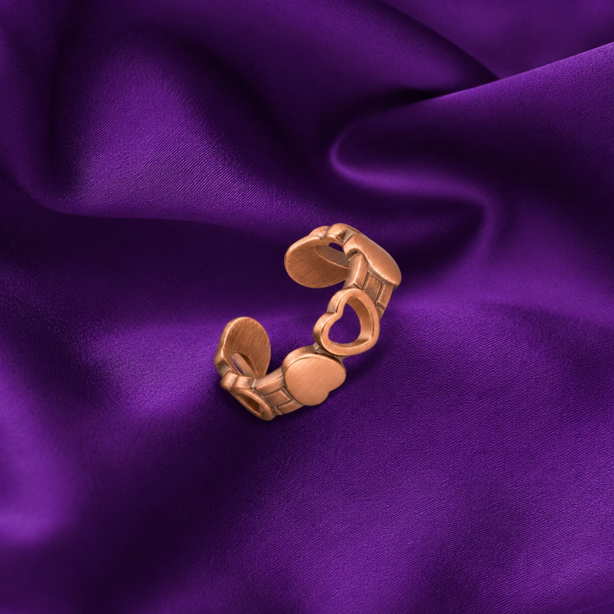 Magnetic Pure Copper Open Heart Ring