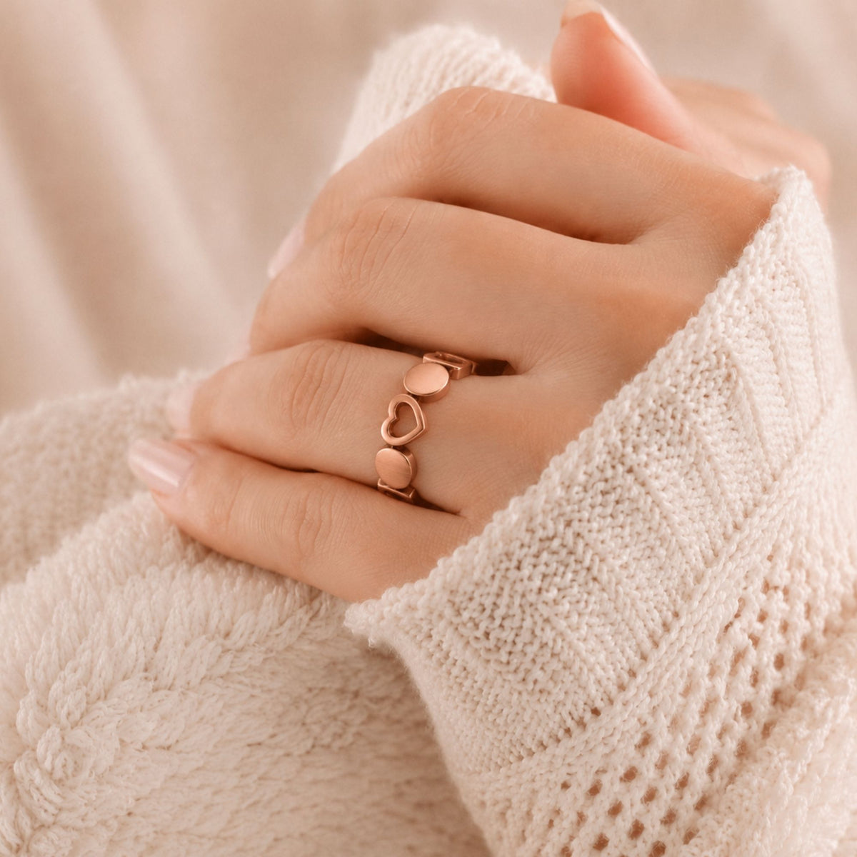 Magnetic Pure Copper Open Heart Ring