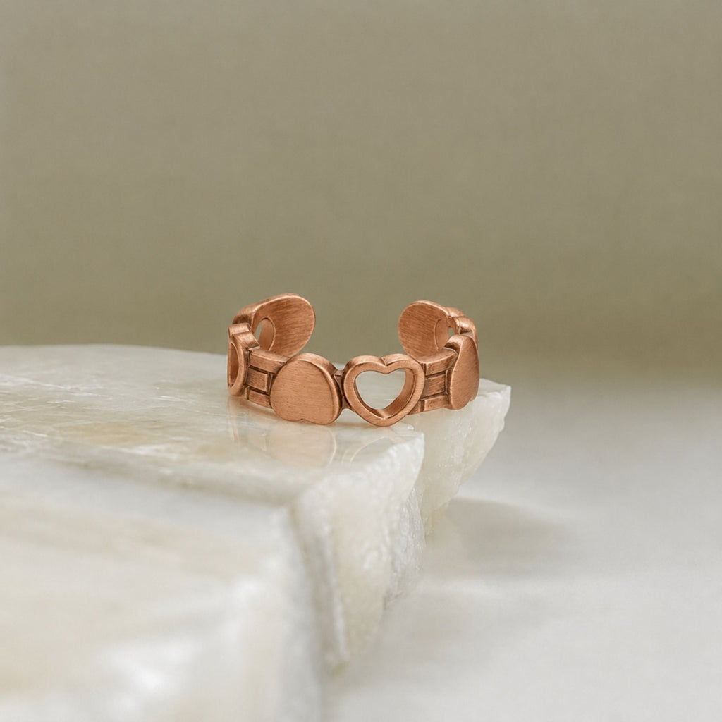 Magnetic Pure Copper Open Heart Ring