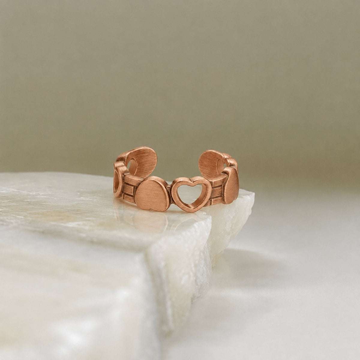 Magnetic Pure Copper Open Heart Ring
