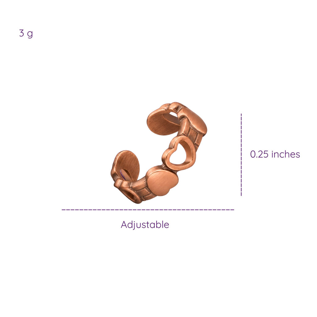 Magnetic Pure Copper Open Heart Ring