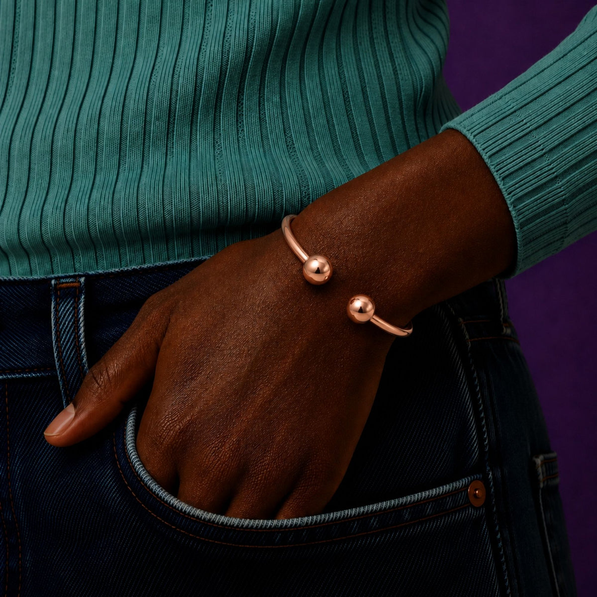 Magnetic Pure Copper Traditional Ball Cuff
