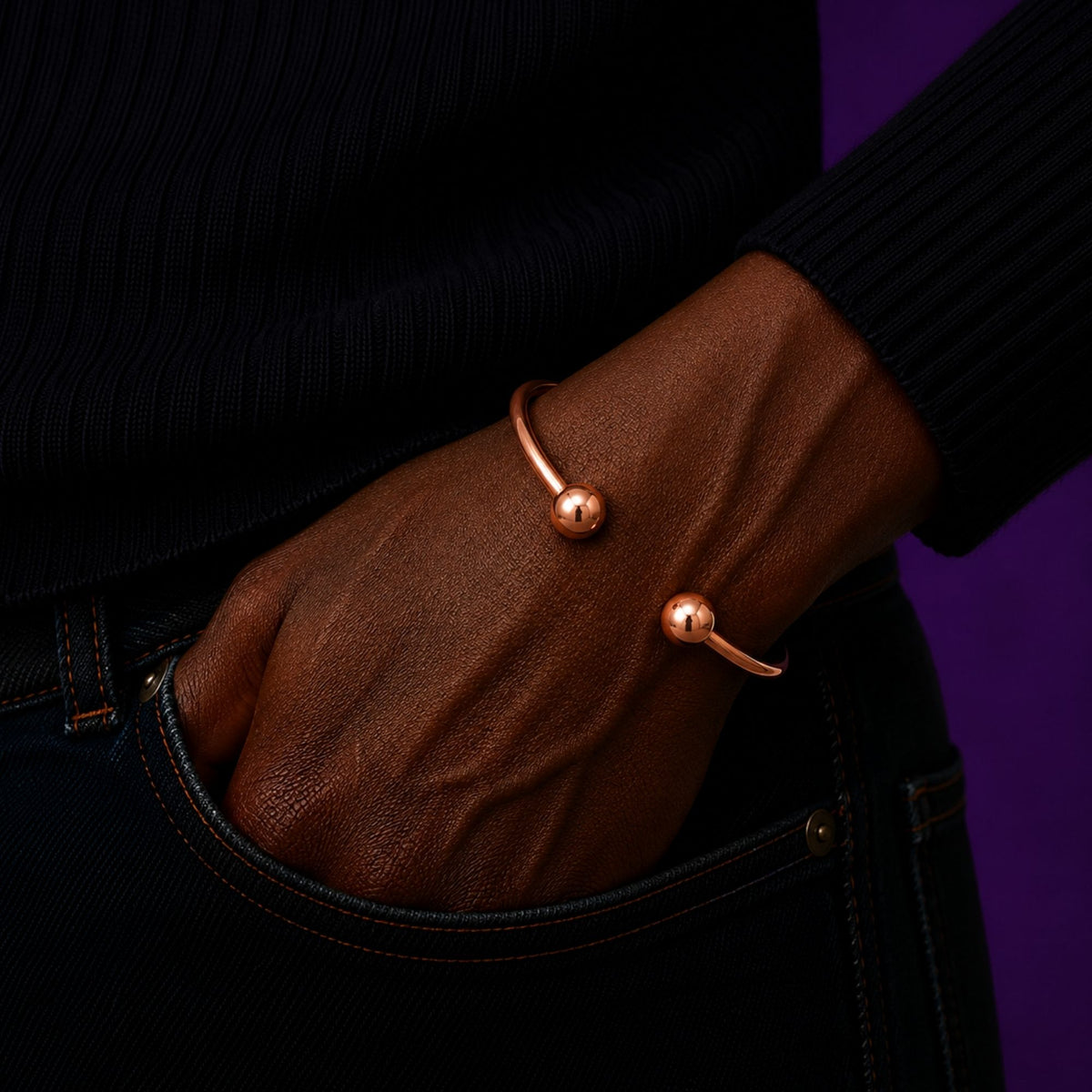 Magnetic Pure Copper Traditional Ball Cuff