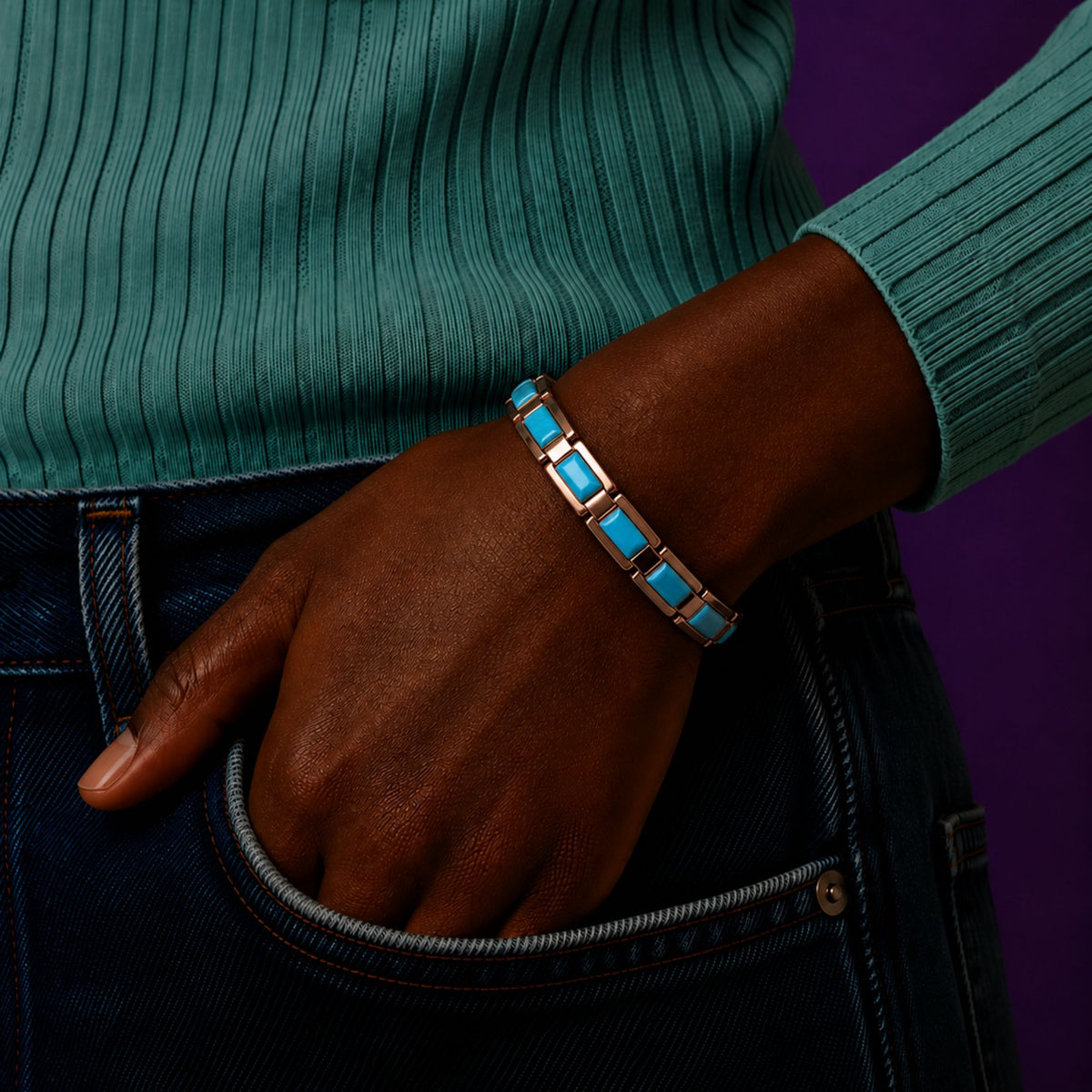 Magnetic Turquoise Color Stone Bracelet
