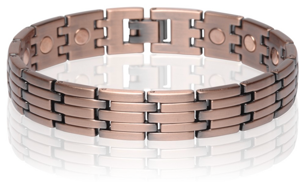 Magnetic Copper Tone K Brick Link Bracelet