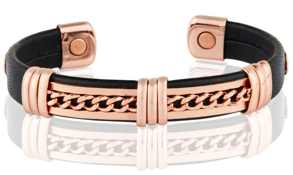 Magnetic Pure Copper Cuban Leatherette Cuffs