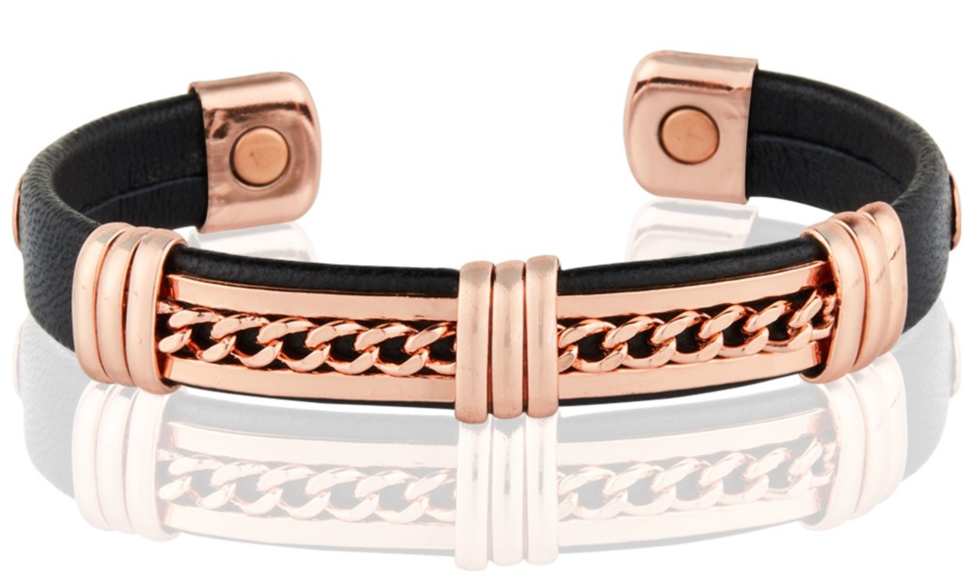 Magnetic Pure Copper Cuban Leatherette Cuffs