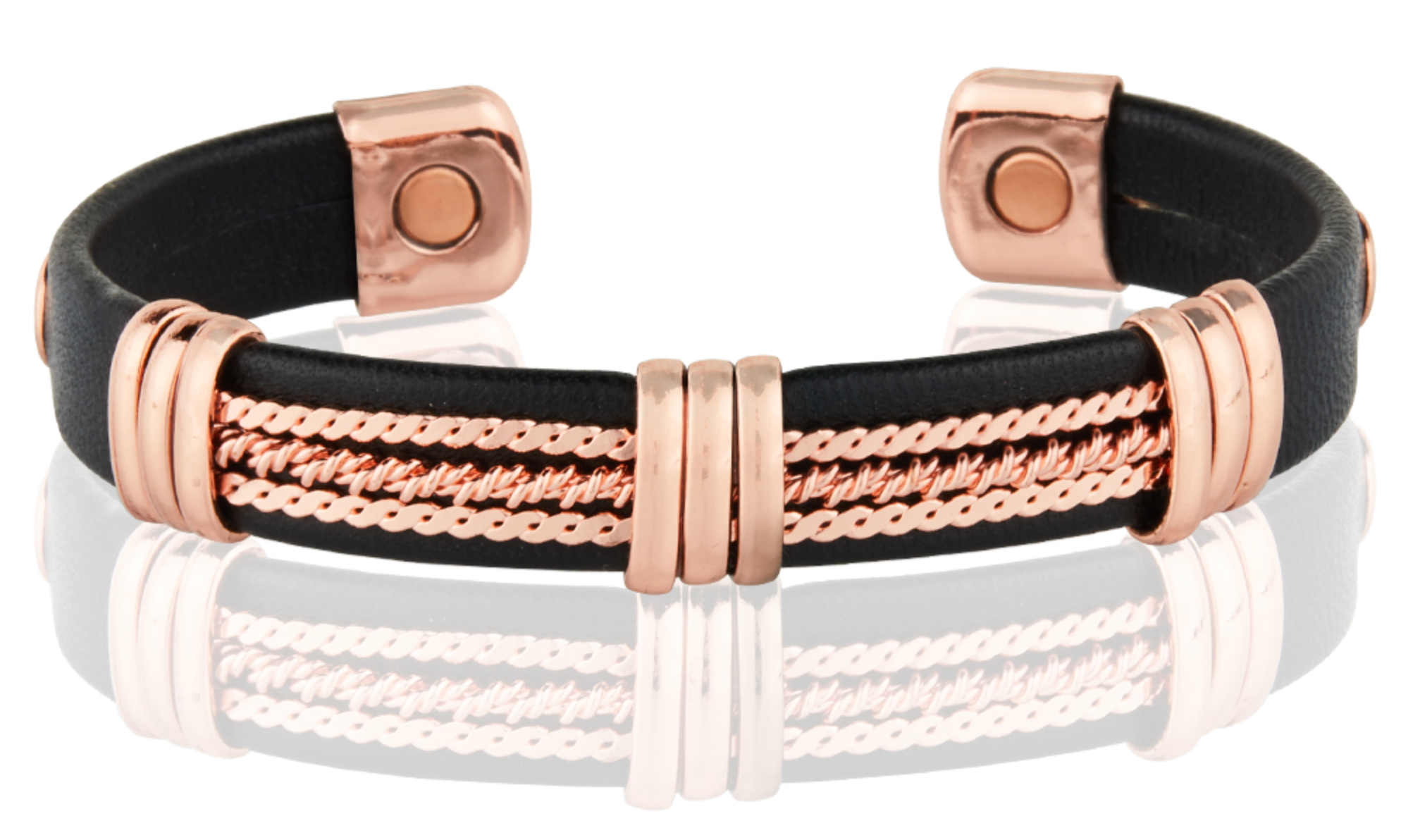 Magnetic Pure Copper Multi Chain Leatherette Cuffs