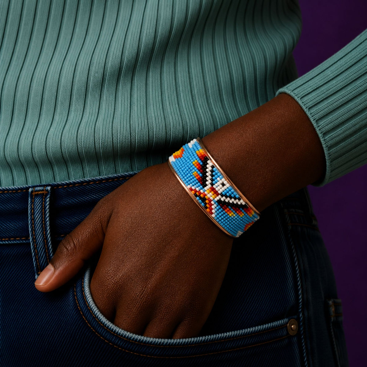 Sky Spirit Pure Copper Beaded Cuff