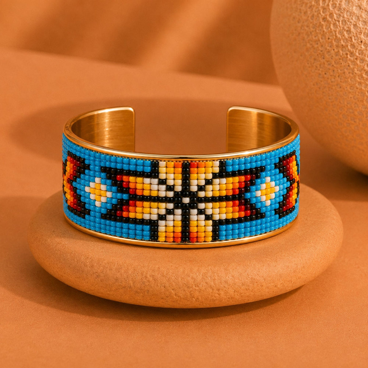 Sunburst Sky Pure Copper Beaded Cuff