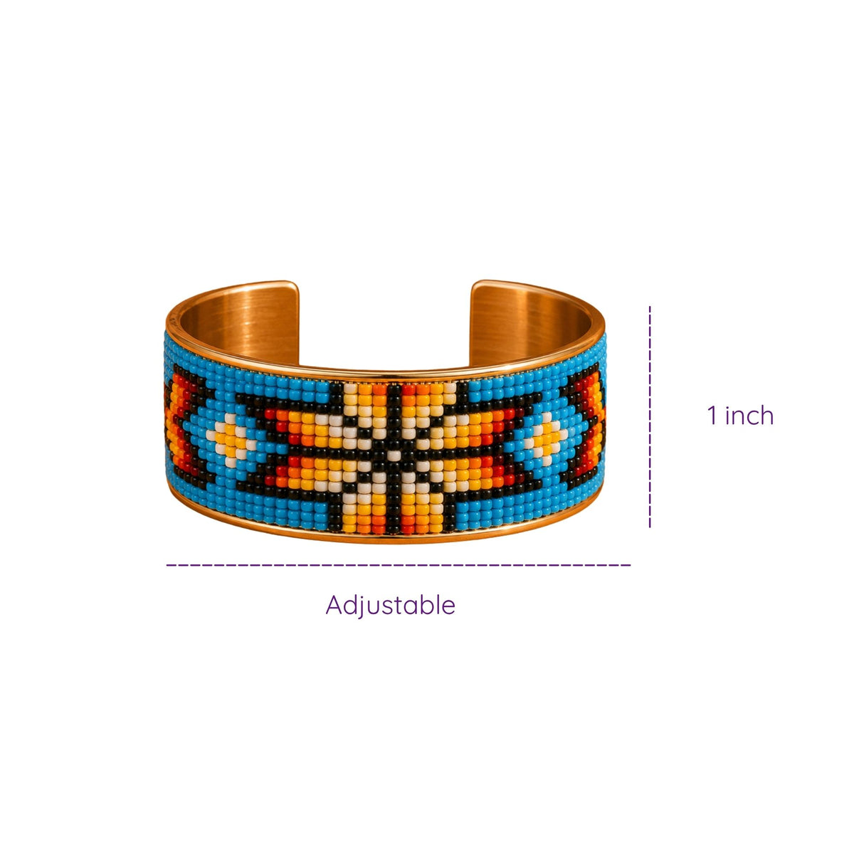 Sunburst Sky Pure Copper Beaded Cuff