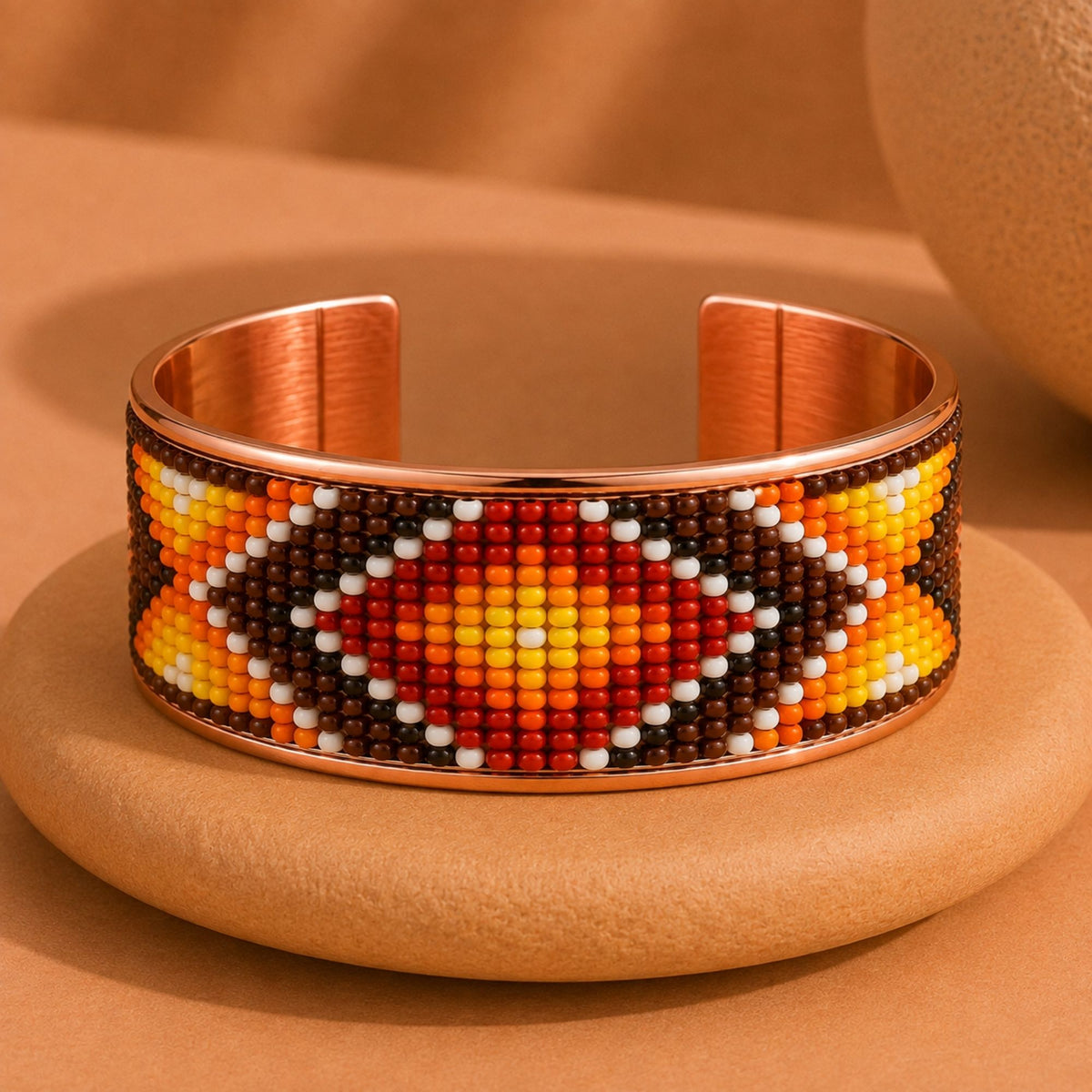 Sunset Spirit Pure Copper Beaded Cuff