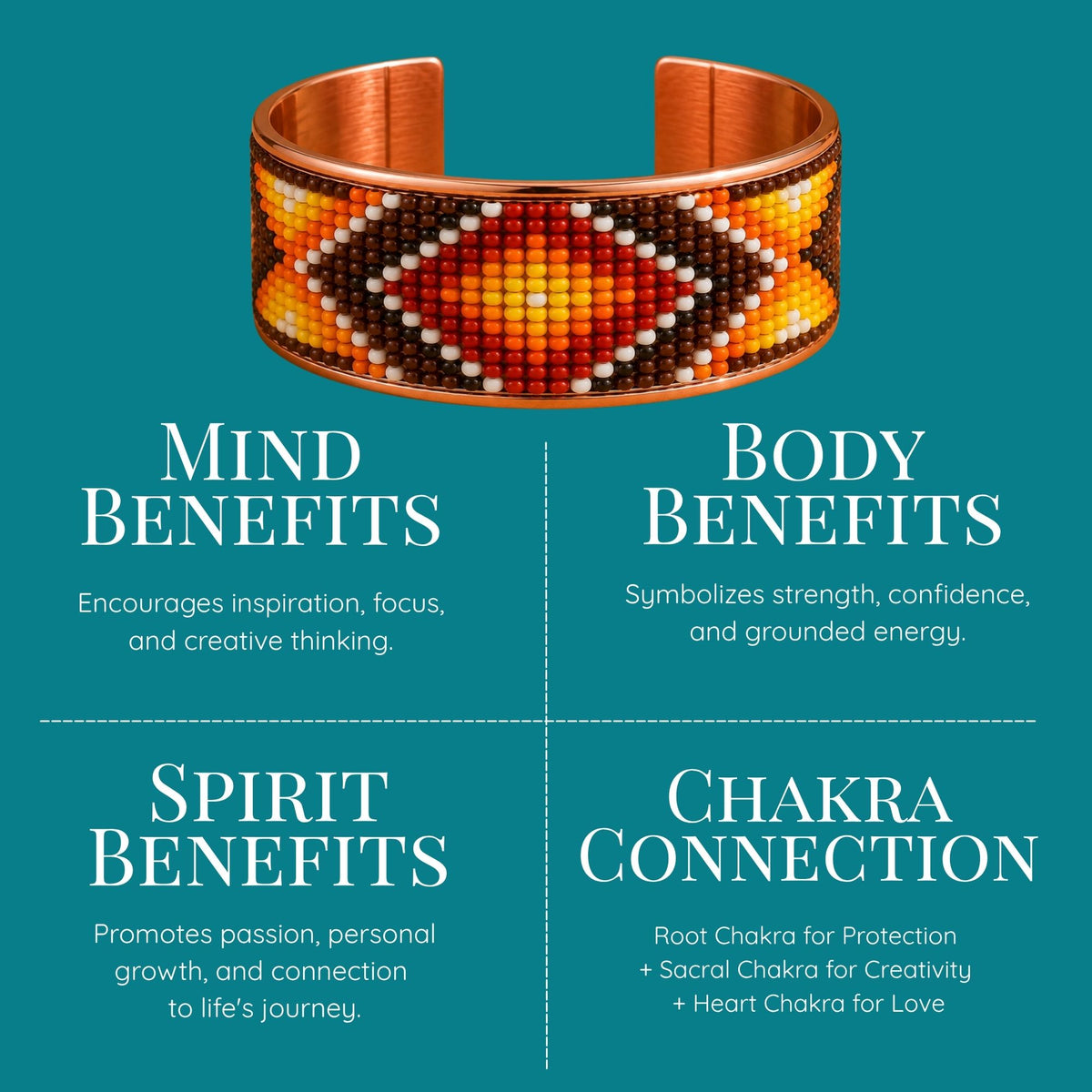 Sunset Spirit Pure Copper Beaded Cuff