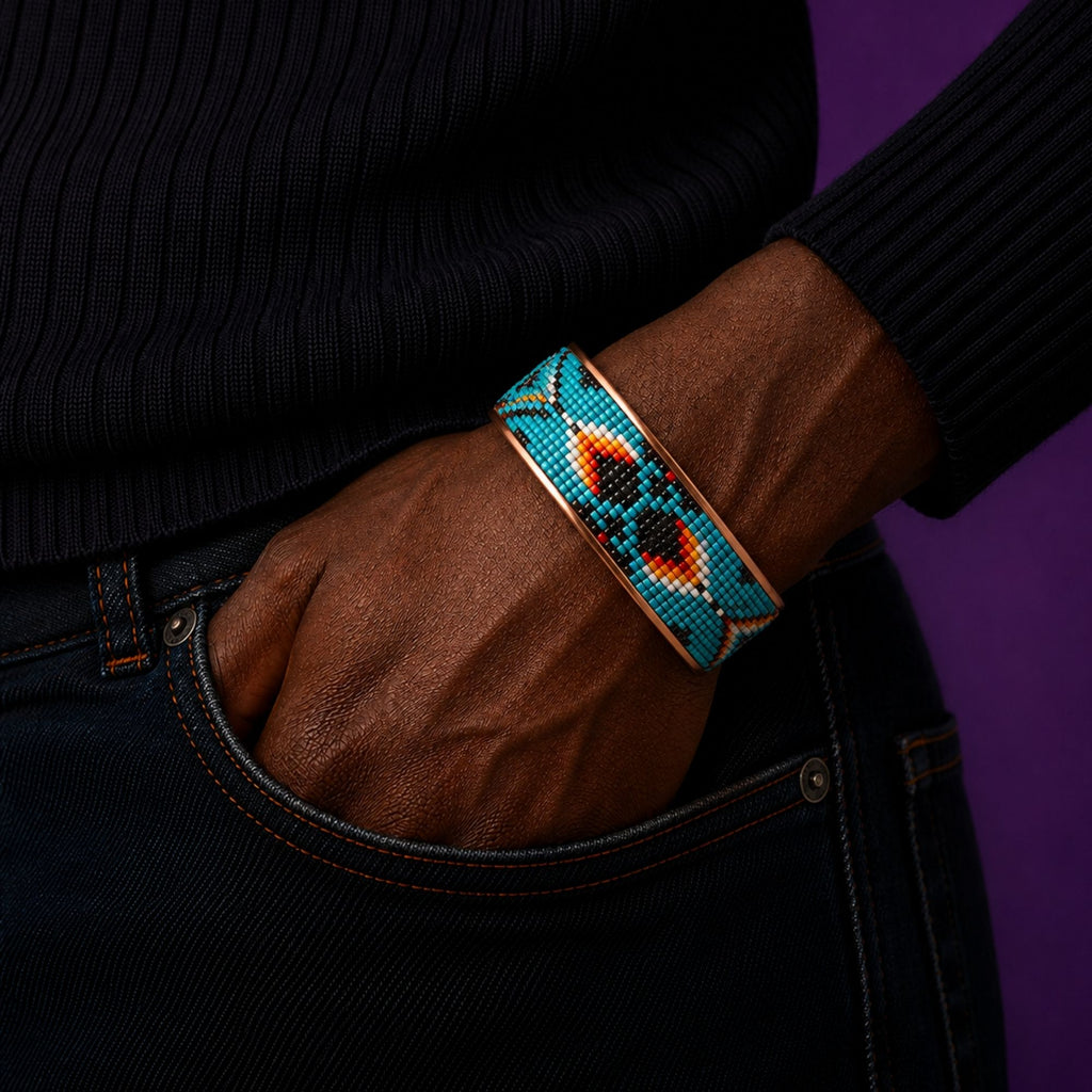 Turquoise Spirit Pure Copper Beaded Cuff