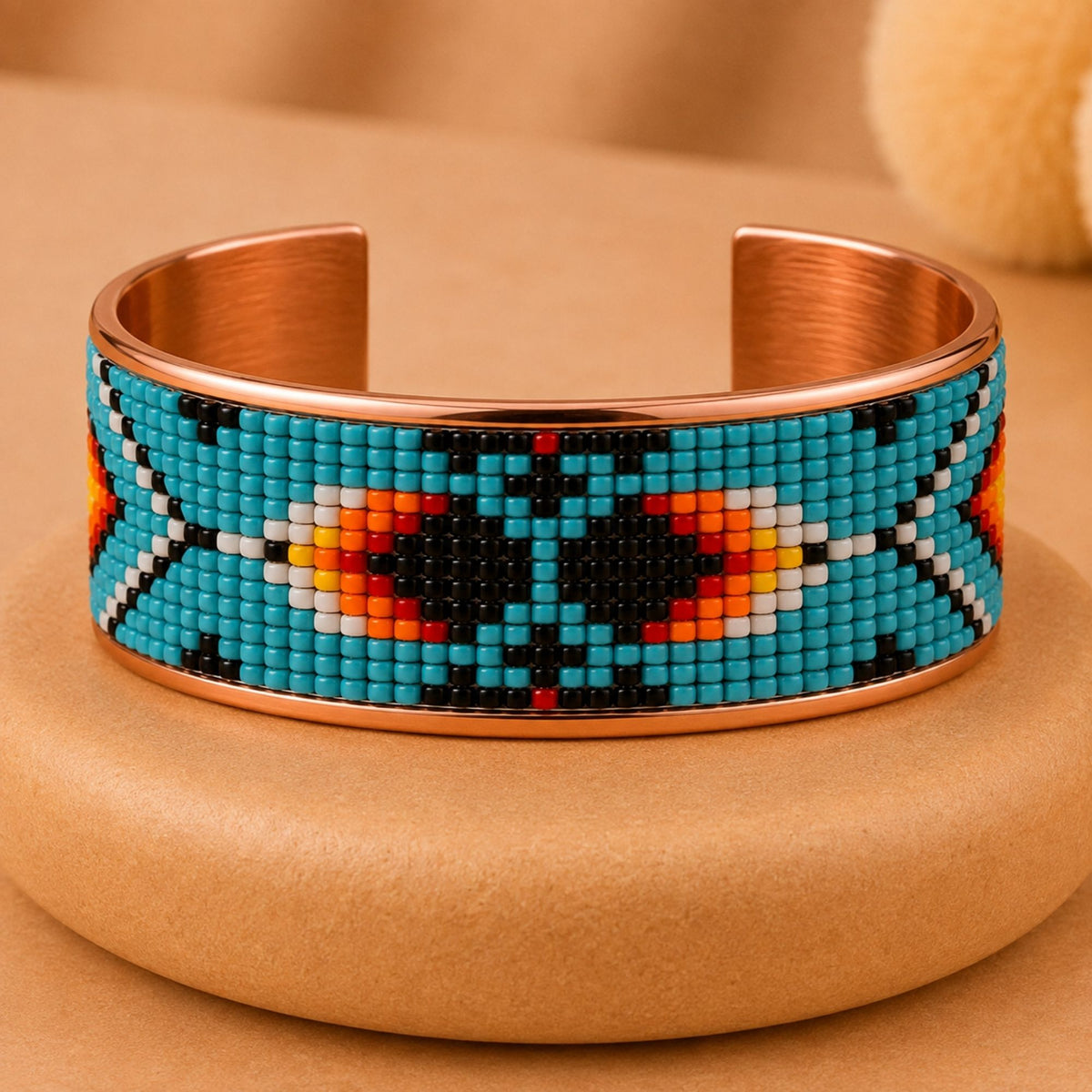 Turquoise Spirit Pure Copper Beaded Cuff