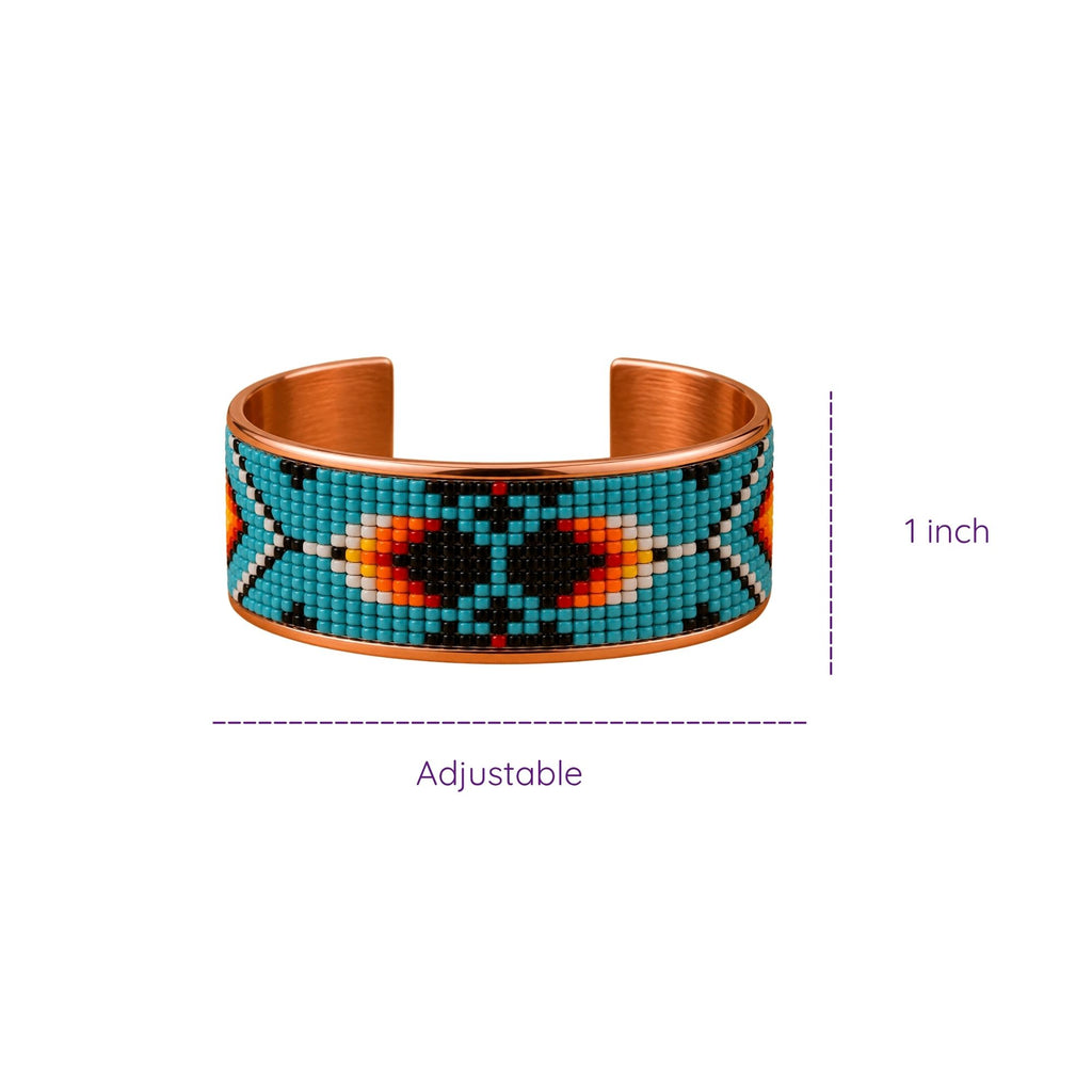 Turquoise Spirit Pure Copper Beaded Cuff