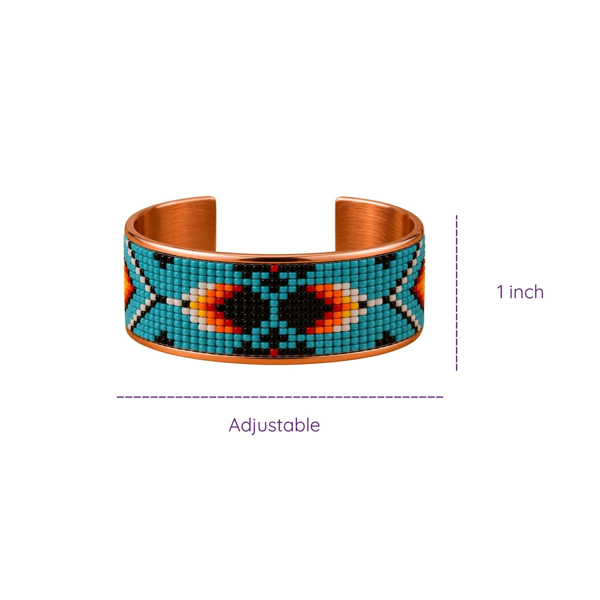 Turquoise Spirit Pure Copper Beaded Cuff
