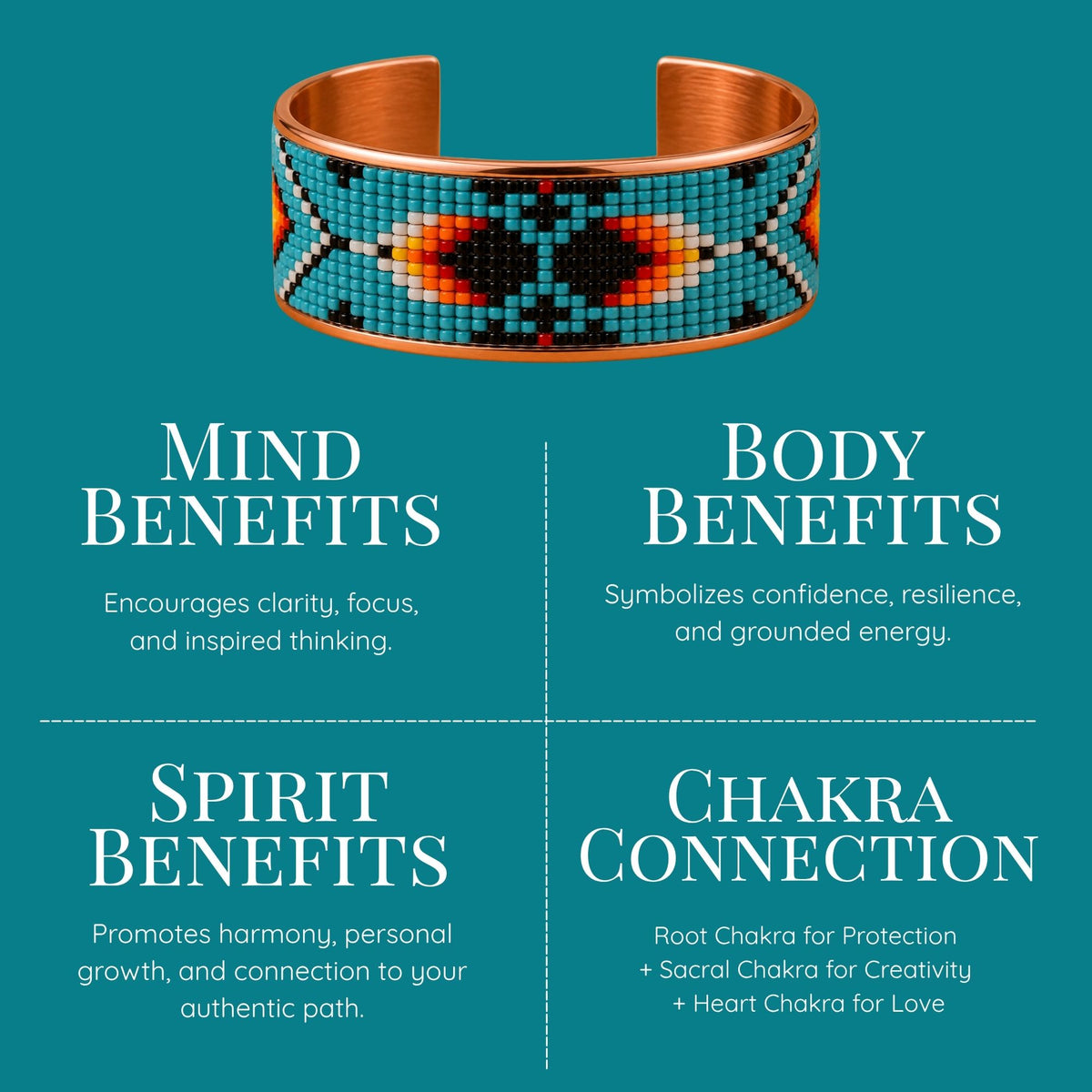 Turquoise Spirit Pure Copper Beaded Cuff