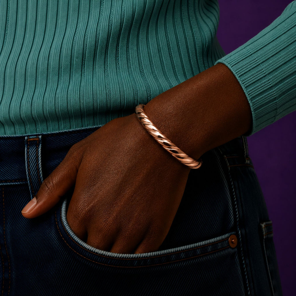 Twisted Magnetic Pure Copper Cuff