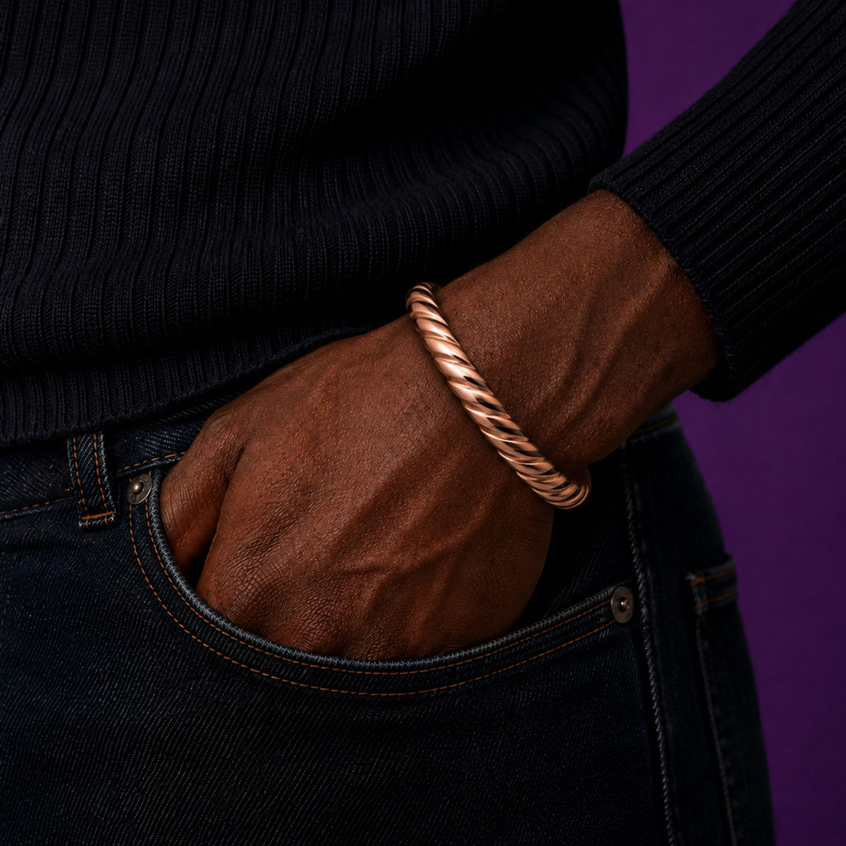 Twisted Magnetic Pure Copper Cuff