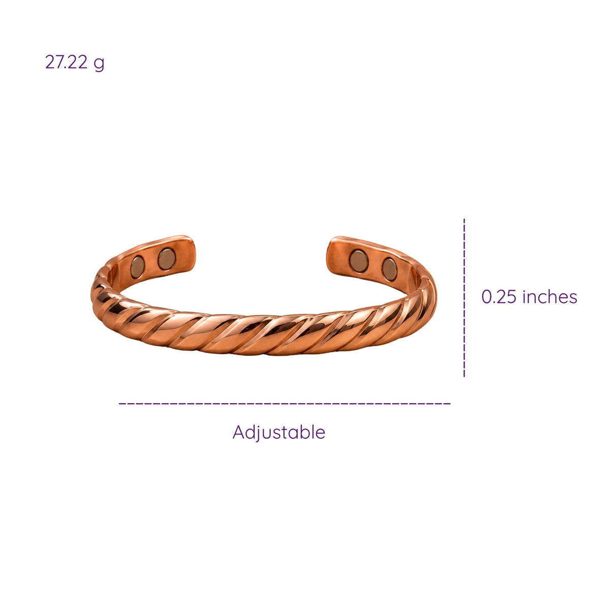 Twisted Magnetic Pure Copper Cuff