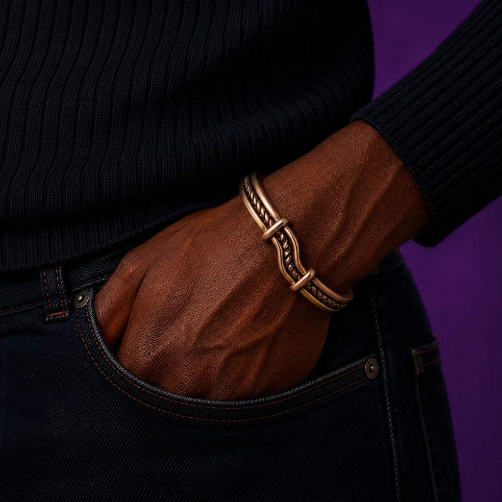 Vintage Magnetic Tri-Tone Copper Cuff