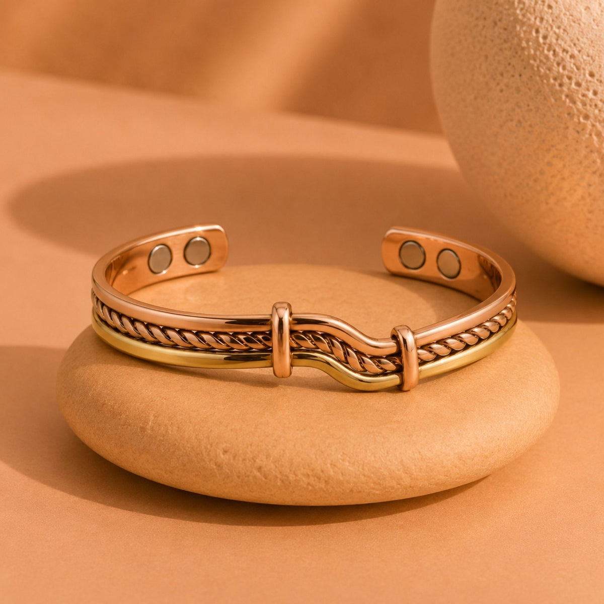 Vintage Magnetic Tri-Tone Copper Cuff