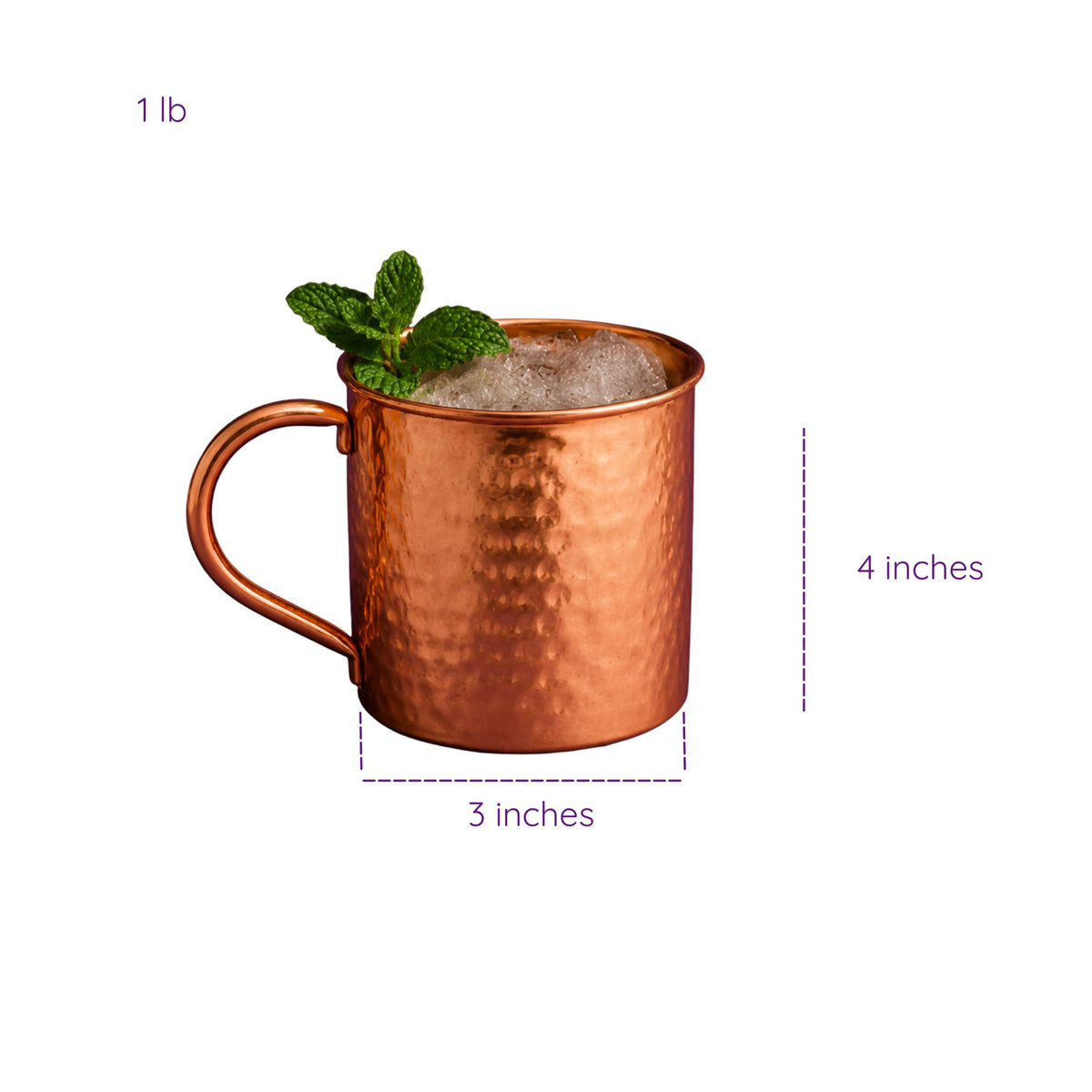 Hammered Pure Copper Moscow Mule Mug - Square