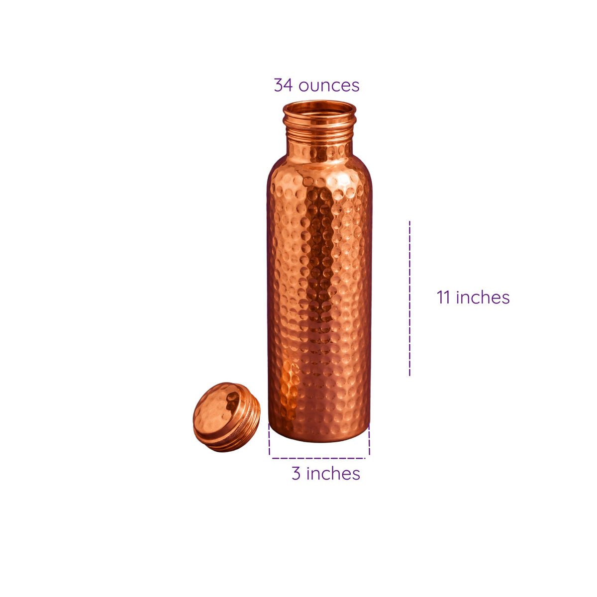 Hammered Pure Copper Water Bottle
