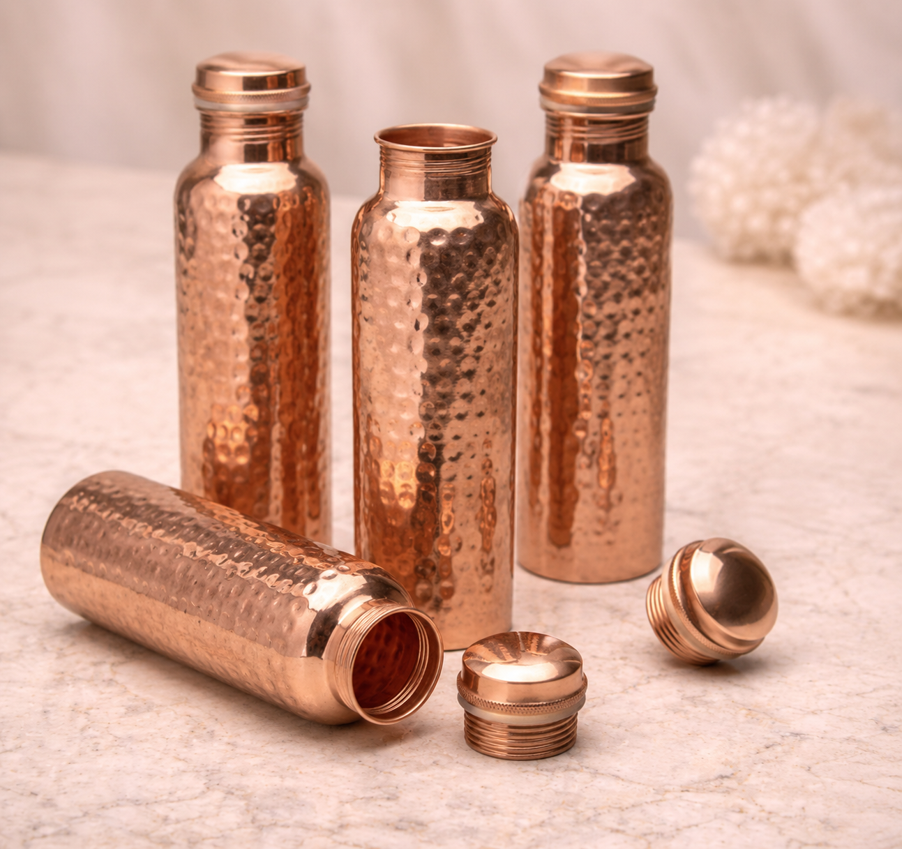 Hammered Pure Copper Water Bottle