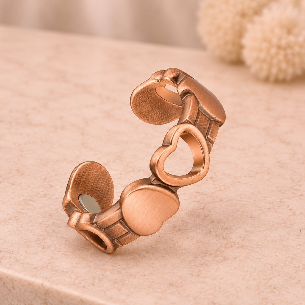 Magnetic Pure Copper Open Heart Ring