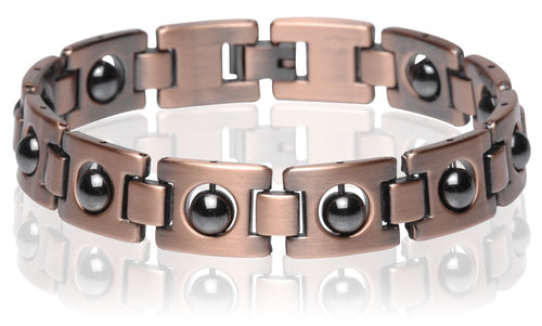 Copper Black Stone Link Bracelet