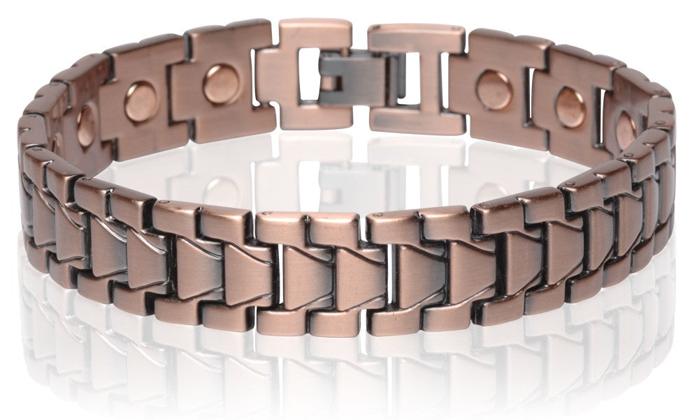 Magnetic Copper Tone Chevron Link Bracelet