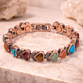 Magnetic Copper Tone Link Bracelet Multi Color Stone