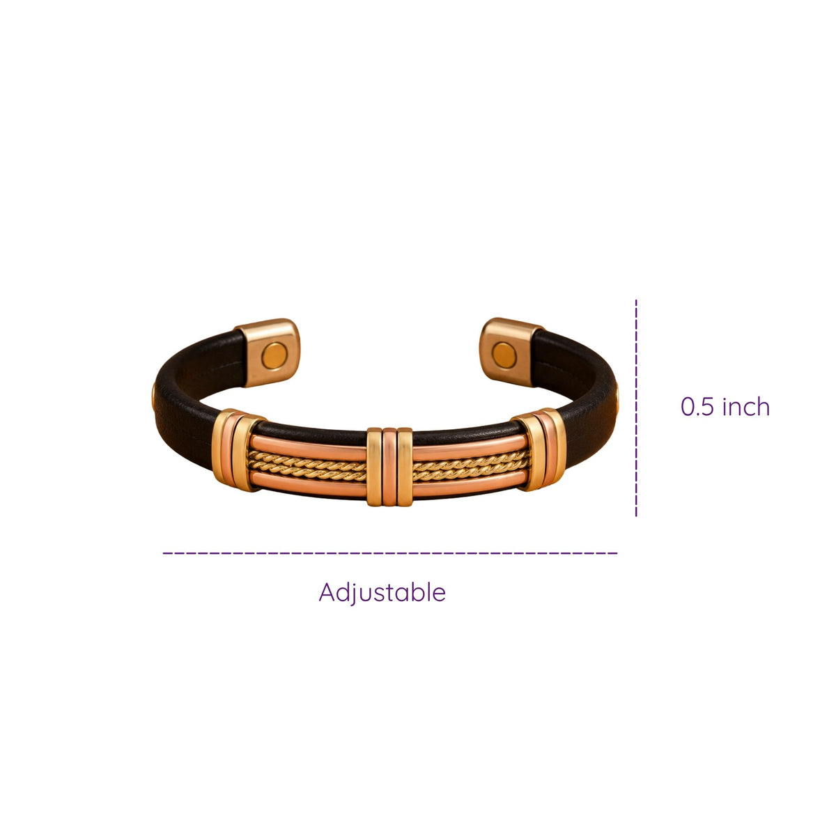 Magnetic Pure Copper 2 Tone Leatherette Cuffs