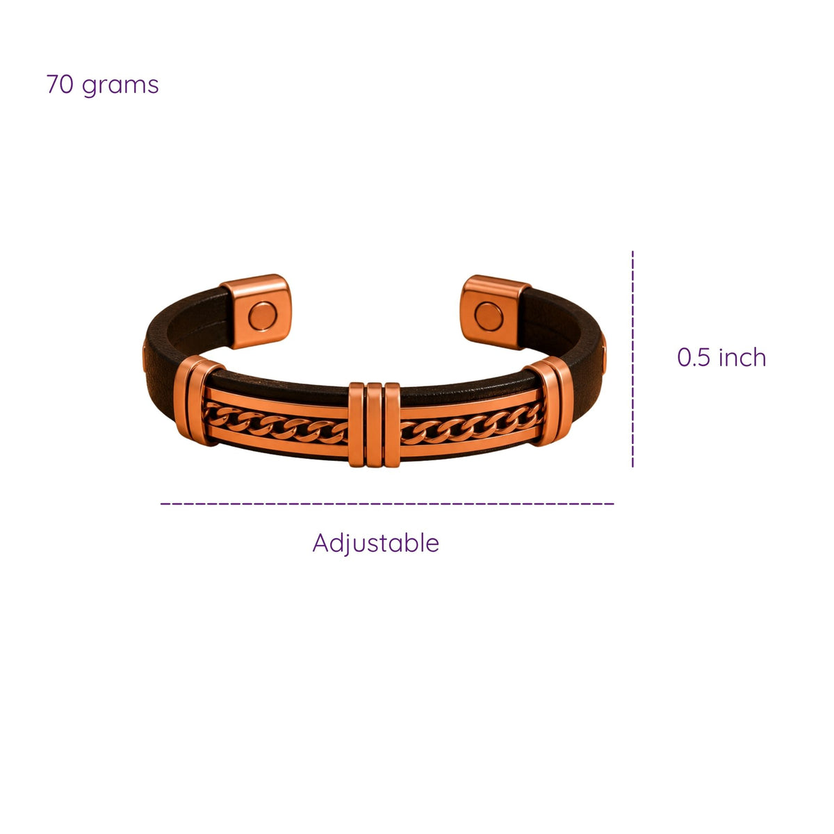 Magnetic Pure Copper Cuban Leatherette Cuffs