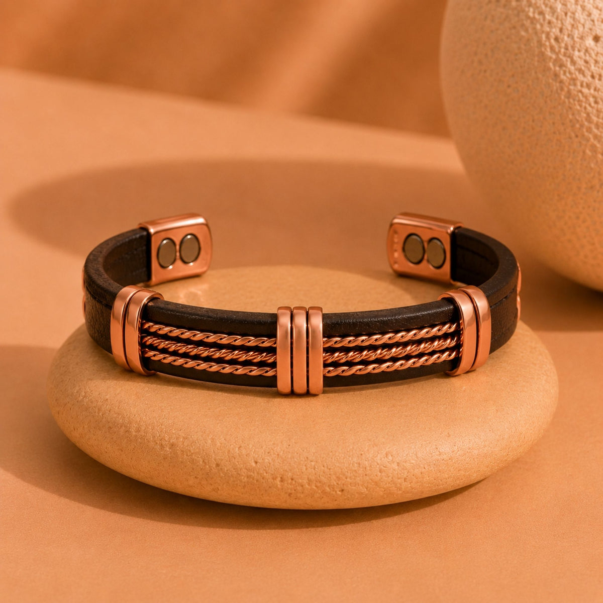 Magnetic Pure Copper Multi Chain Leatherette Cuffs